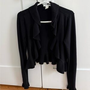 White House Black Market Black Ruffled Cardigan